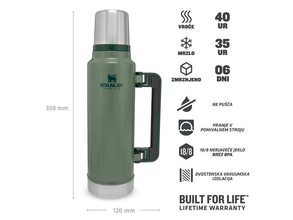 The Legendary Classic Bottle 1.5 L, Hammertone Green, Vacuum Insulated