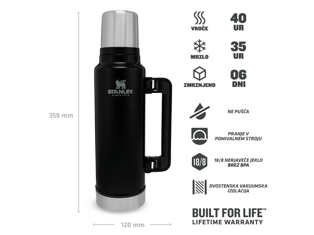 The Legendary Classic Bottle 1.5 L, Matt Black Pebble, Vacuum Insulated